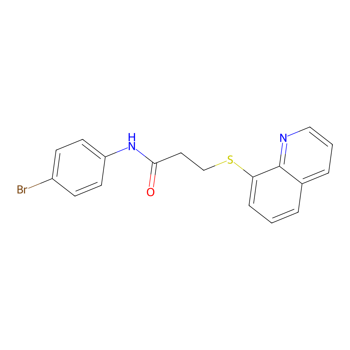 N-(4-bromophenyl)-3-(8-quinolinylsulfanyl)propanamide molecular structure, CAS 725243-29-8