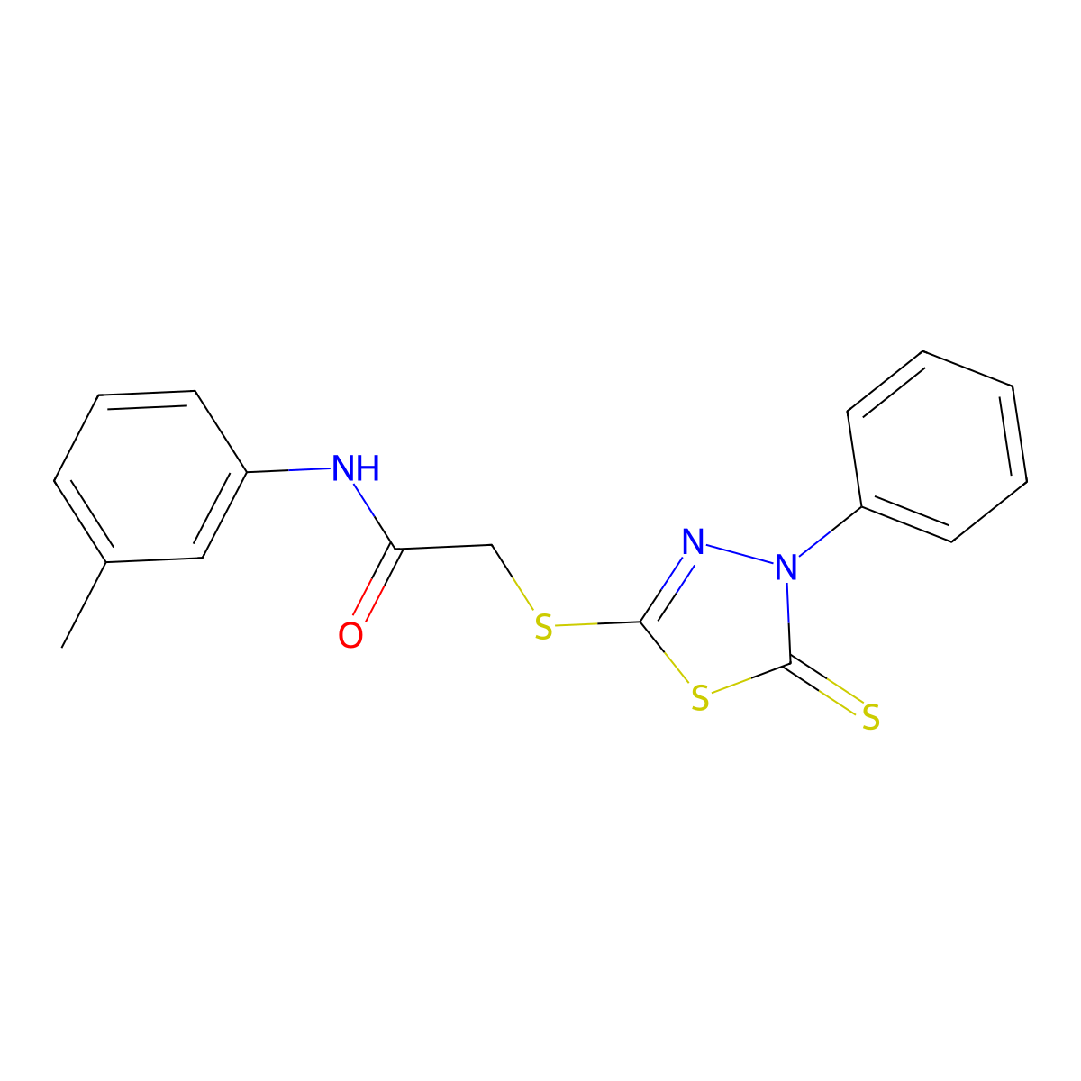 N-(3-methylphenyl)-2-[(4-phenyl-5-thioxo-4,5-dihydro-1,3,4-thiadiazol-2-yl)sulfanyl]acetamide molecular structure, CAS 725243-48-1