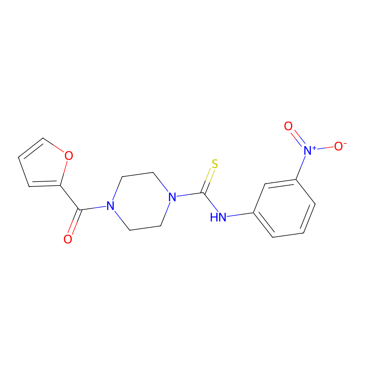4-(furan-2-carbonyl)-N-(3-nitrophenyl)piperazine-1-carbothioamide molecular structure, CAS 725243-76-5