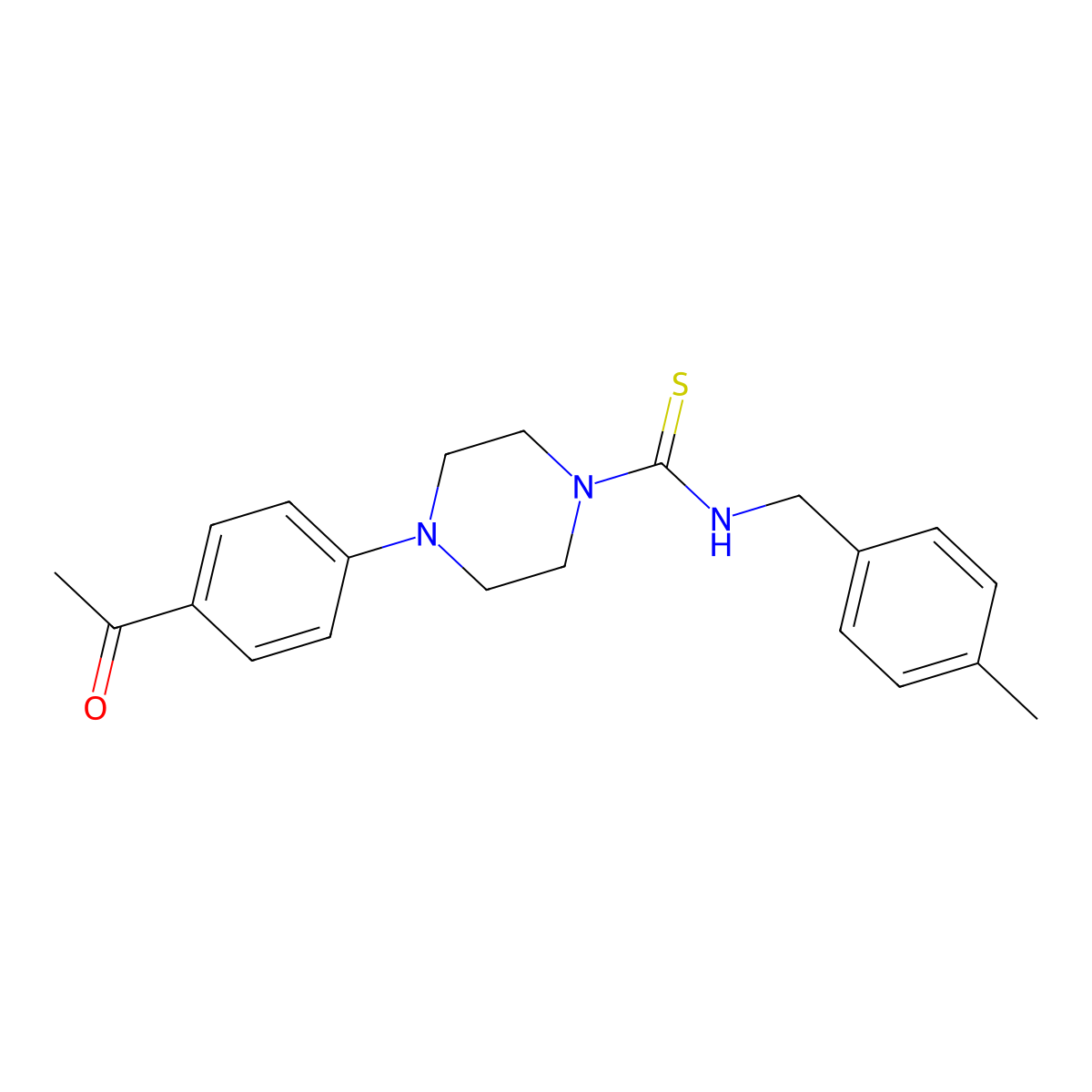 4-(4-acetylphenyl)-N-(4-methylbenzyl)piperazine-1-carbothioamide molecular structure, CAS 725244-15-5