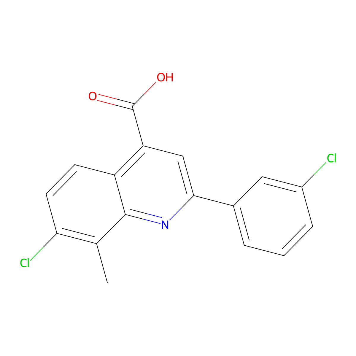 7-Chloro-2-(3-chlorophenyl)-8-methylquinoline-4-carboxylic acid molecular structure, CAS 725244-74-6