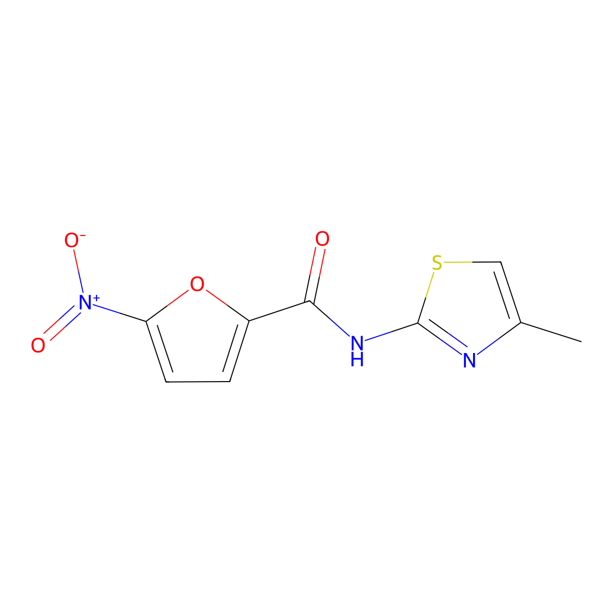 N-(4-Methylthiazol-2-yl)-5-nitrofuran-2-carboxamide molecular structure, CAS 725244-86-0