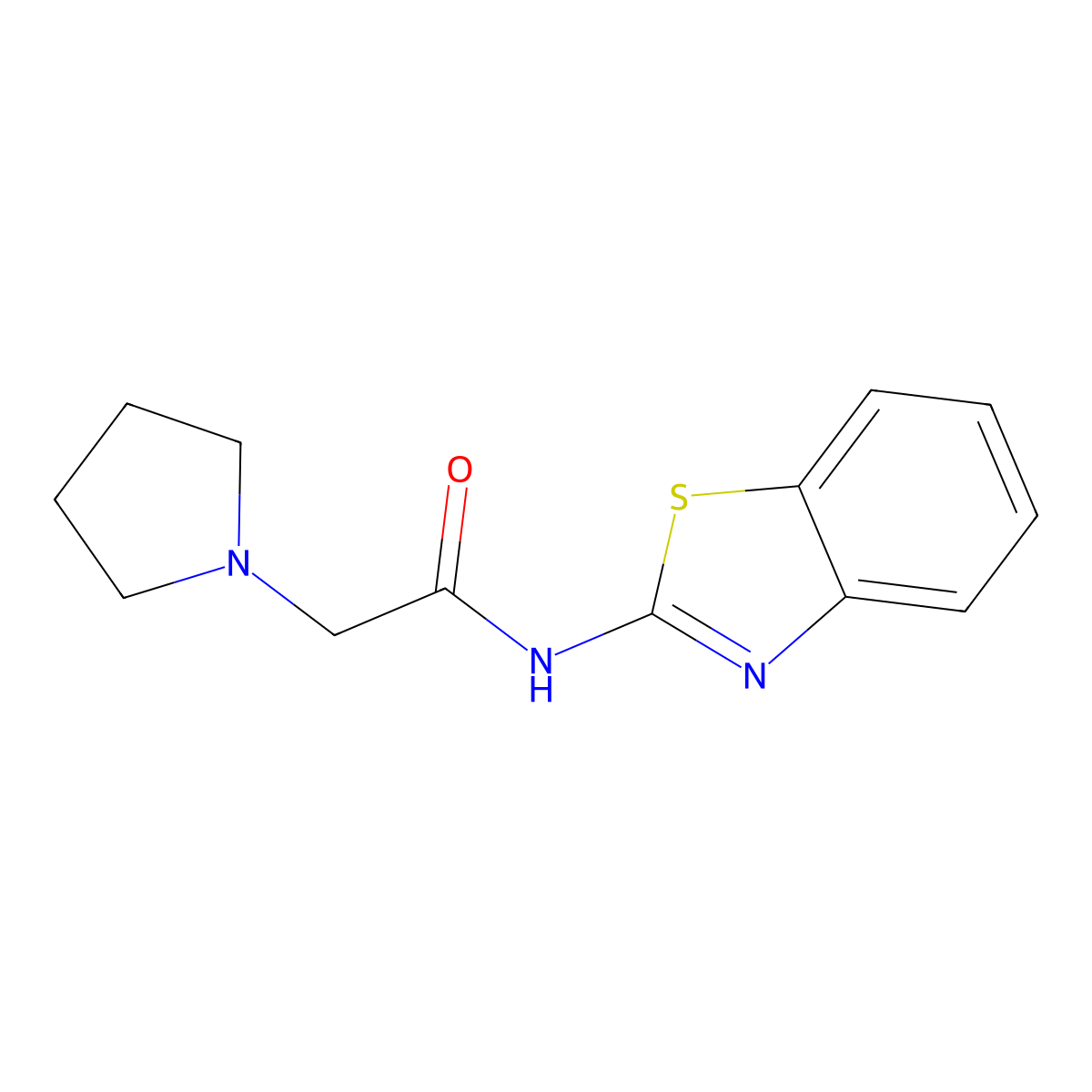 N-(1,3-benzothiazol-2-yl)-2-(pyrrolidin-1-yl)acetamide molecular structure, CAS 725245-14-7