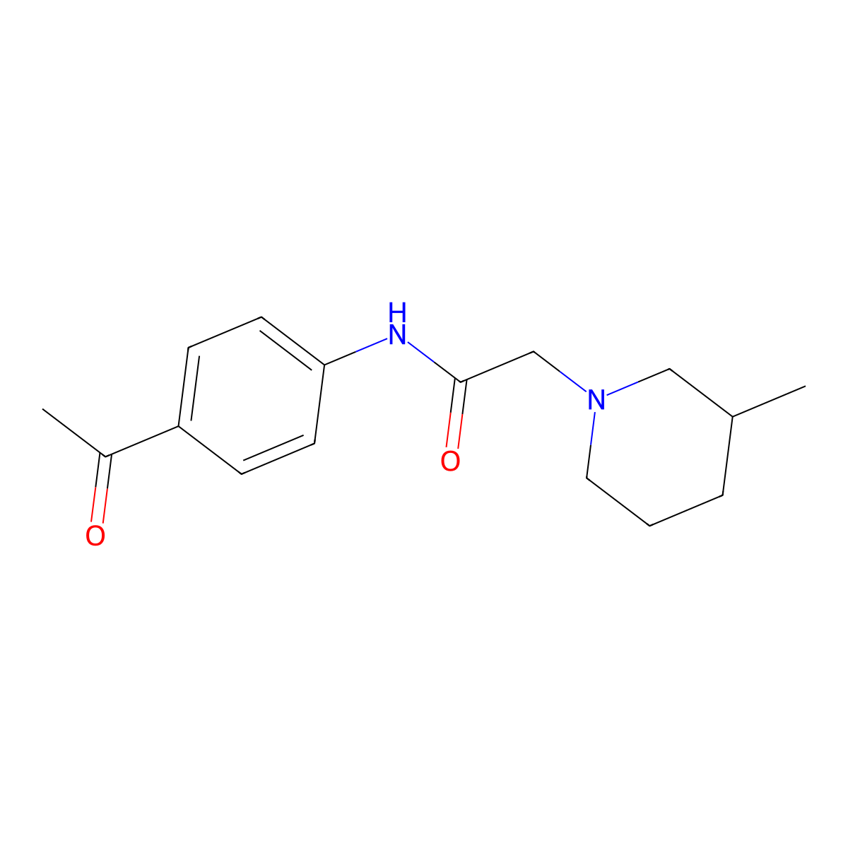 N-(4-acetylphenyl)-2-(3-methylpiperidin-1-yl)acetamide molecular structure, CAS 725245-42-1