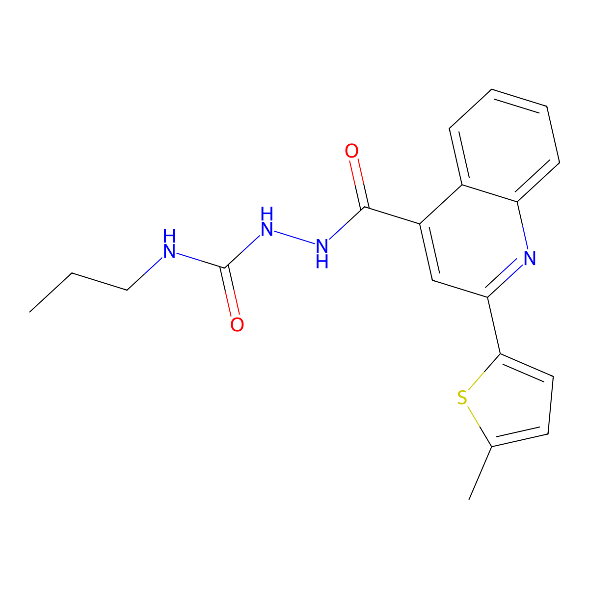 2-{[2-(5-methylthiophen-2-yl)quinolin-4-yl]carbonyl}-N-propylhydrazinecarboxamide molecular structure, CAS 725245-49-8