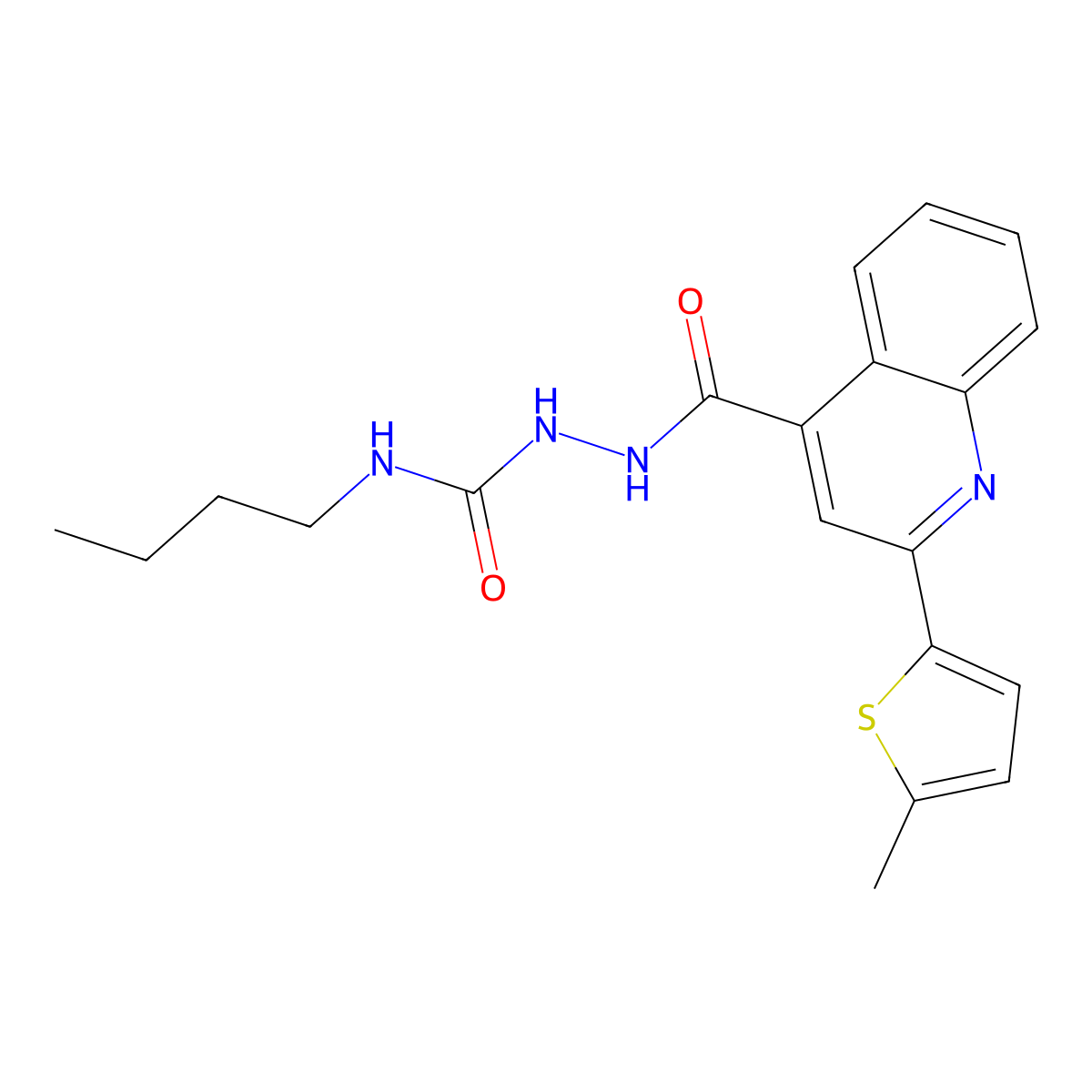 N-butyl-2-{[2-(5-methylthiophen-2-yl)quinolin-4-yl]carbonyl}hydrazinecarboxamide molecular structure, CAS 725245-58-9