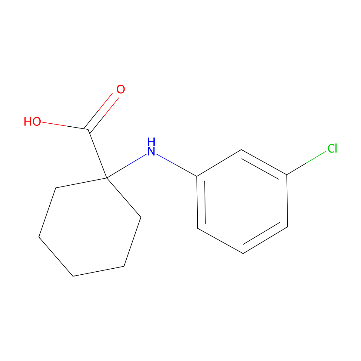 1-((3-Chlorophenyl)amino)cyclohexanecarboxylic acid molecular structure, CAS 725252-81-3
