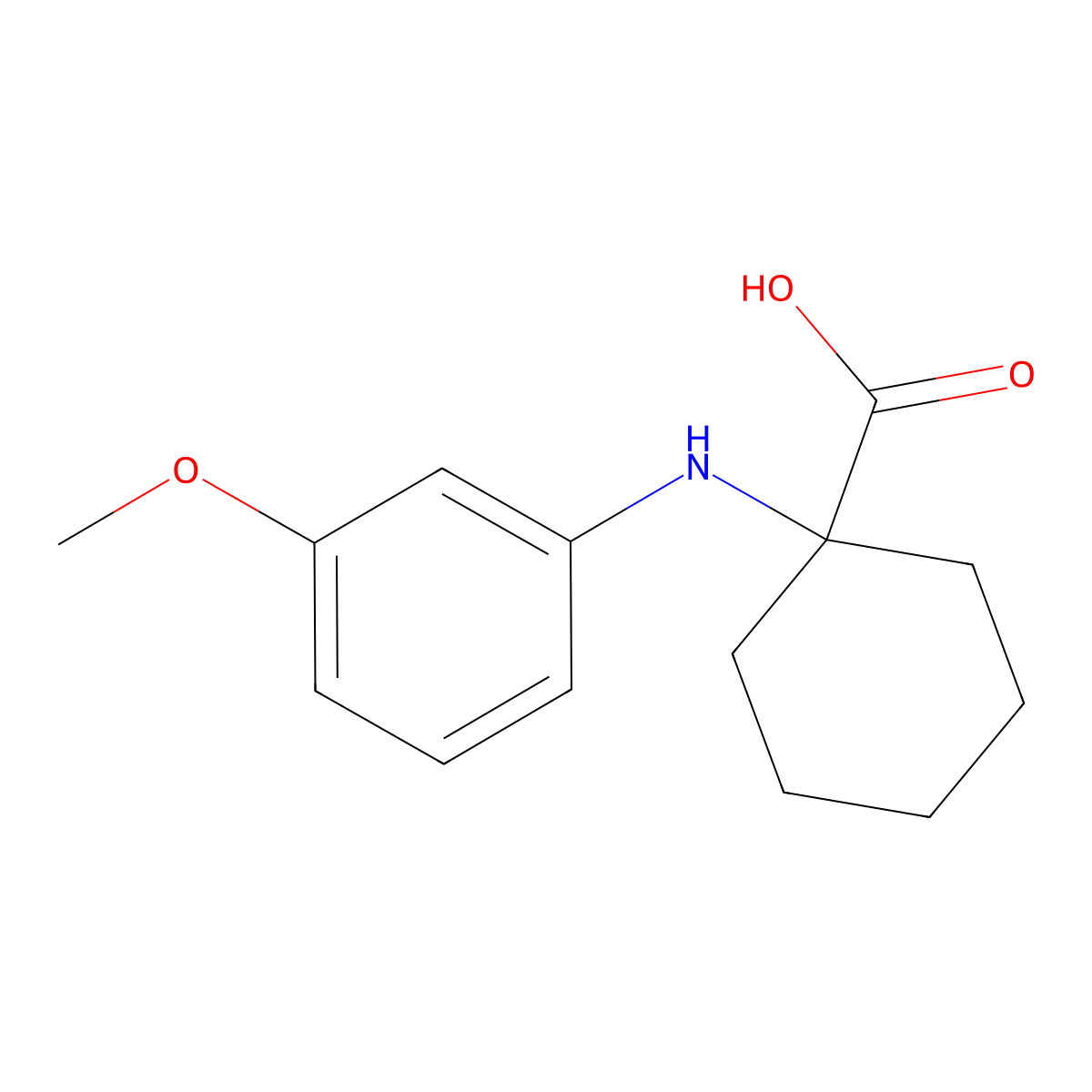 1-((3-Methoxyphenyl)amino)cyclohexanecarboxylic acid molecular structure, CAS 725252-84-6