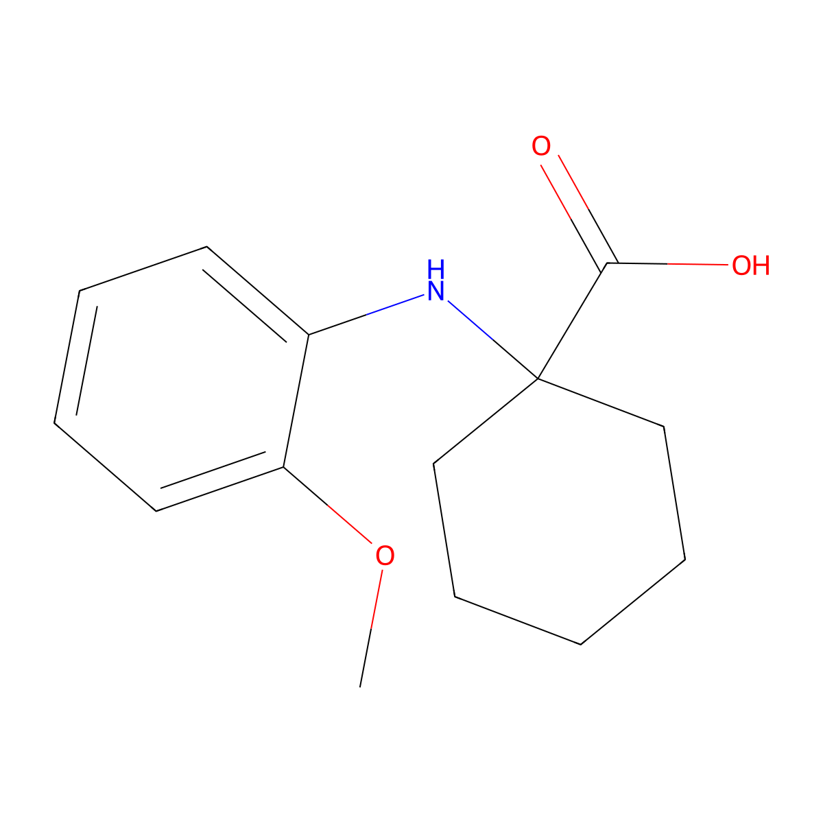 1-((2-Methoxyphenyl)amino)cyclohexanecarboxylic acid molecular structure, CAS 725252-87-9