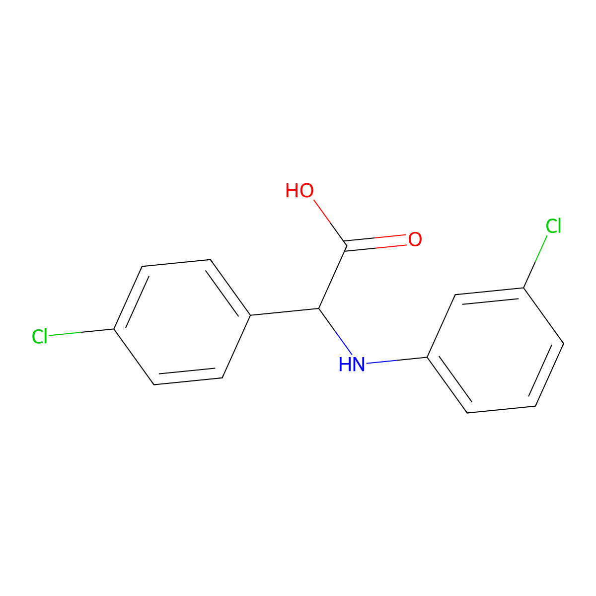 (4-Chloro-phenyl)-(3-chloro-phenylamino)-acetic acid molecular structure, CAS 725253-04-3