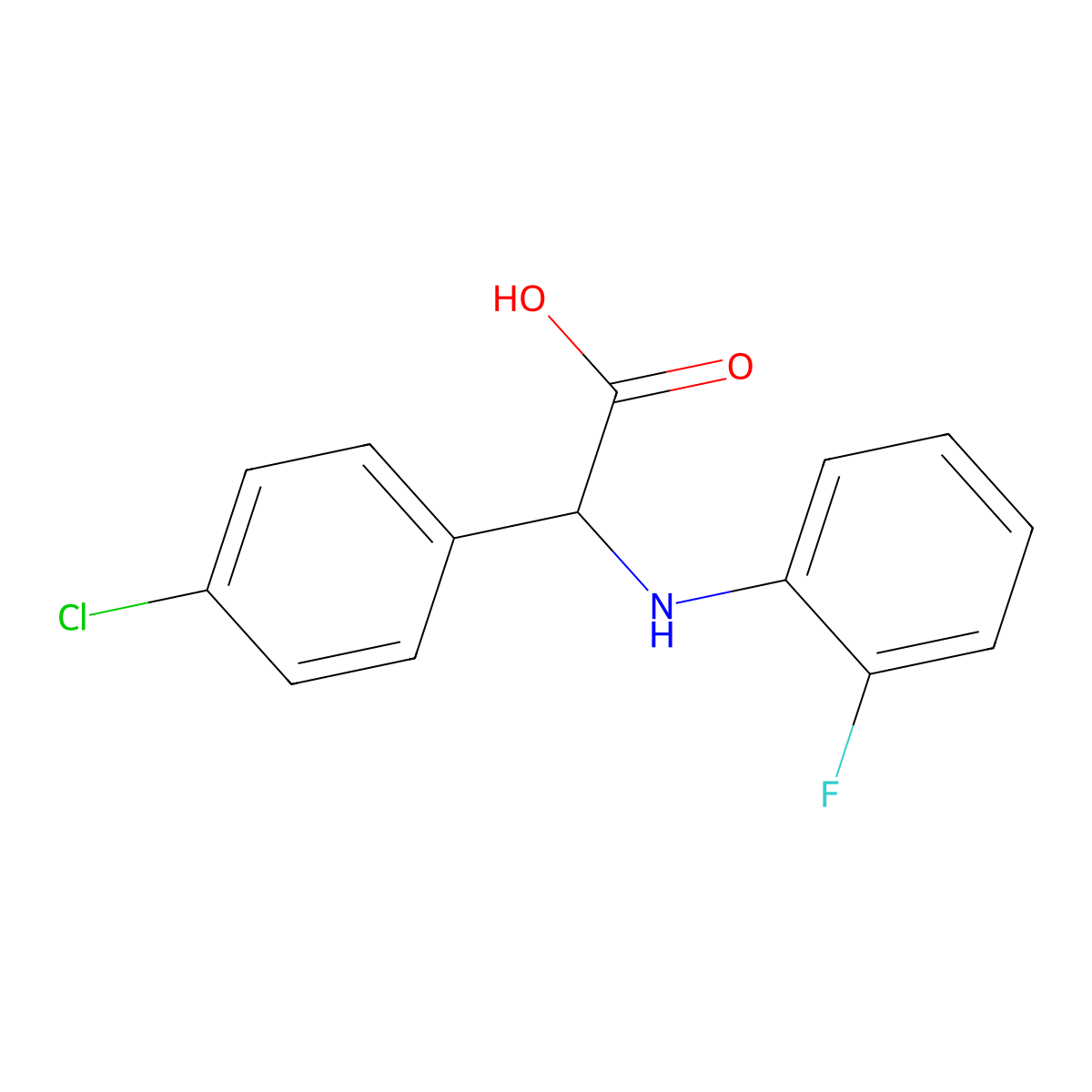 (4-Chloro-phenyl)-(2-fluoro-phenylamino)-acetic acid molecular structure, CAS 725253-06-5