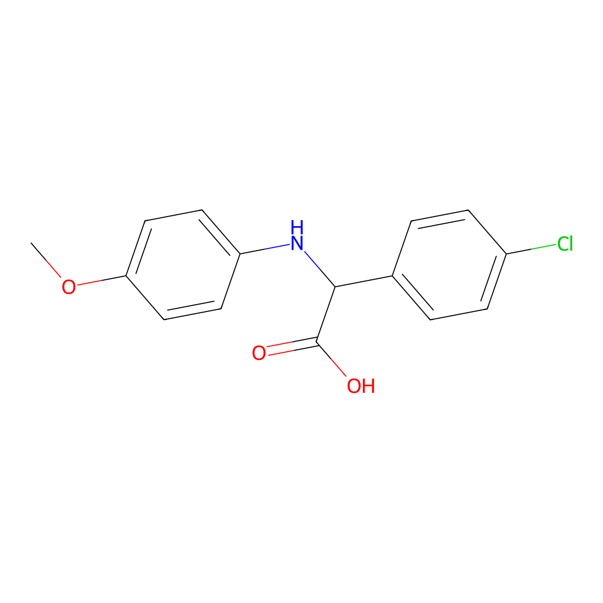 (4-Chloro-phenyl)-(4-methoxy-phenylamino)-acetic acid molecular structure, CAS 725253-07-6