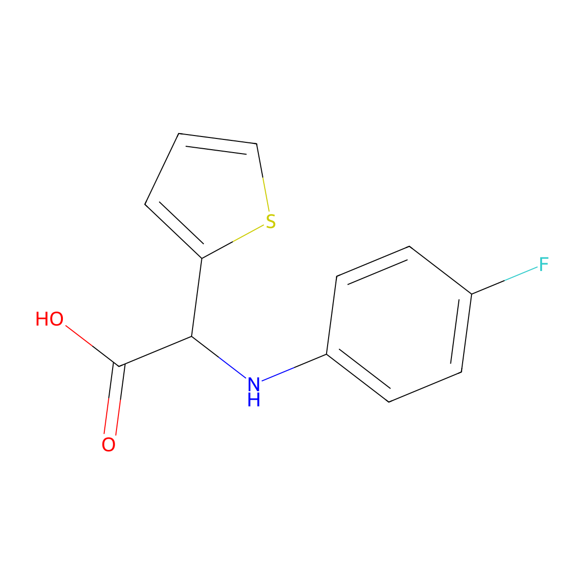 (4-Fluoro-phenylamino)-thiophen-2-yl-acetic acid molecular structure, CAS 725253-20-3