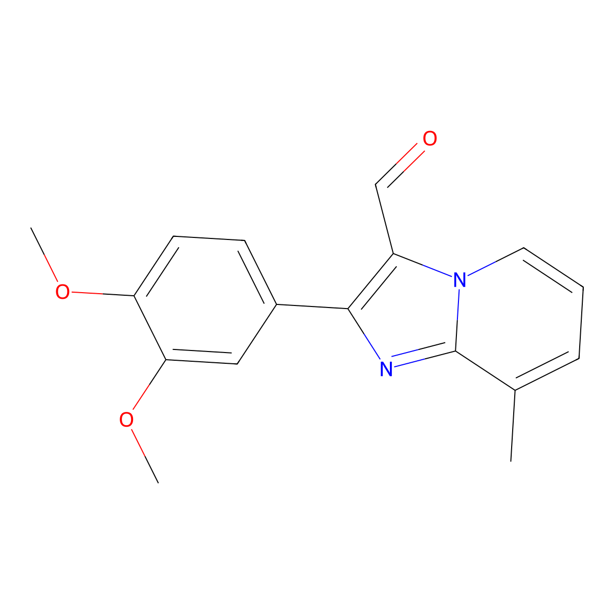 2-(3,4-Dimethoxyphenyl)-8-methylimidazo[1,2-a]pyridine-3-carbaldehyde molecular structure, CAS 725253-28-1