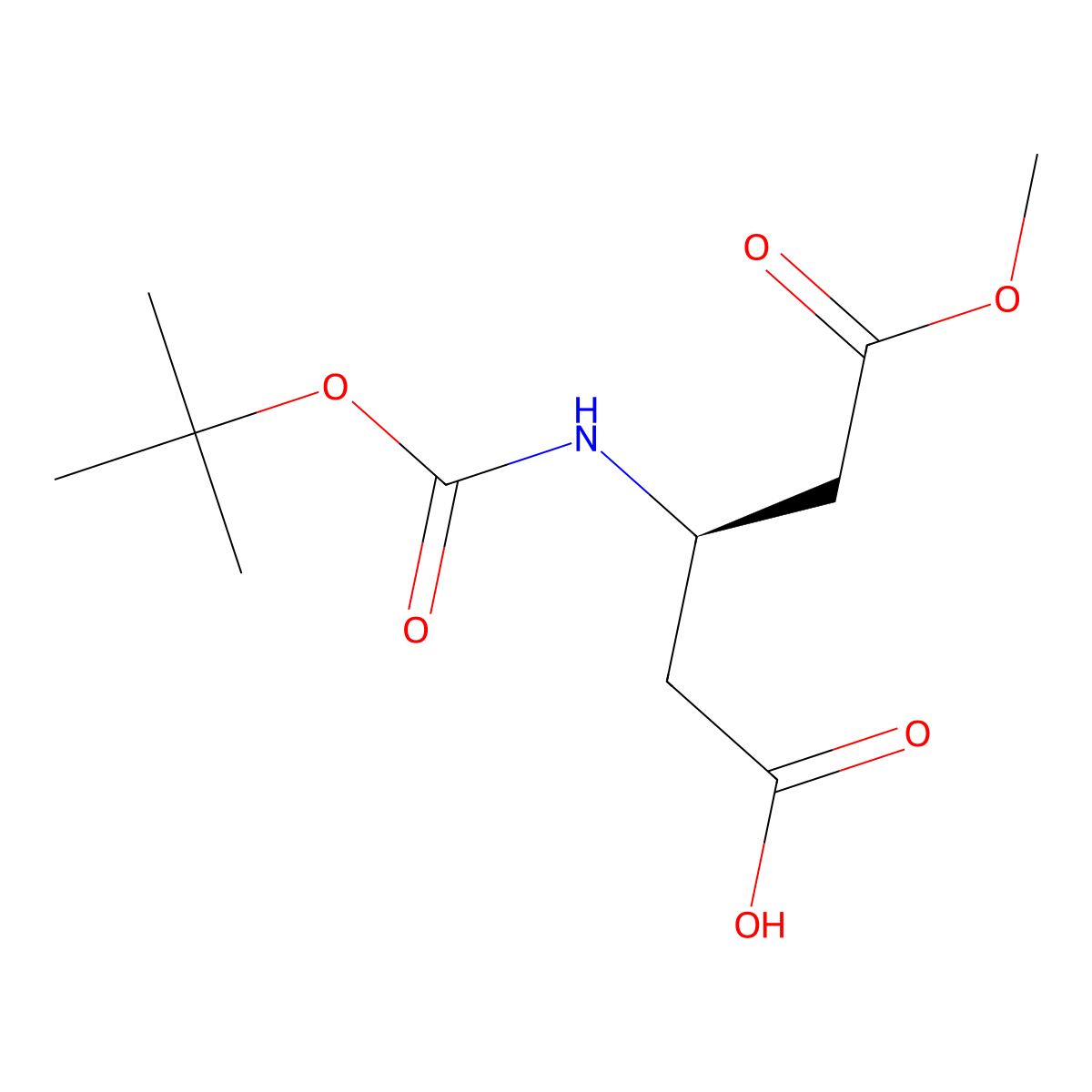 (3R)-3-(((tert-butoxy)carbonyl)amino)-5-methoxy-5-oxopentanoic acid molecular structure, CAS 725255-39-0