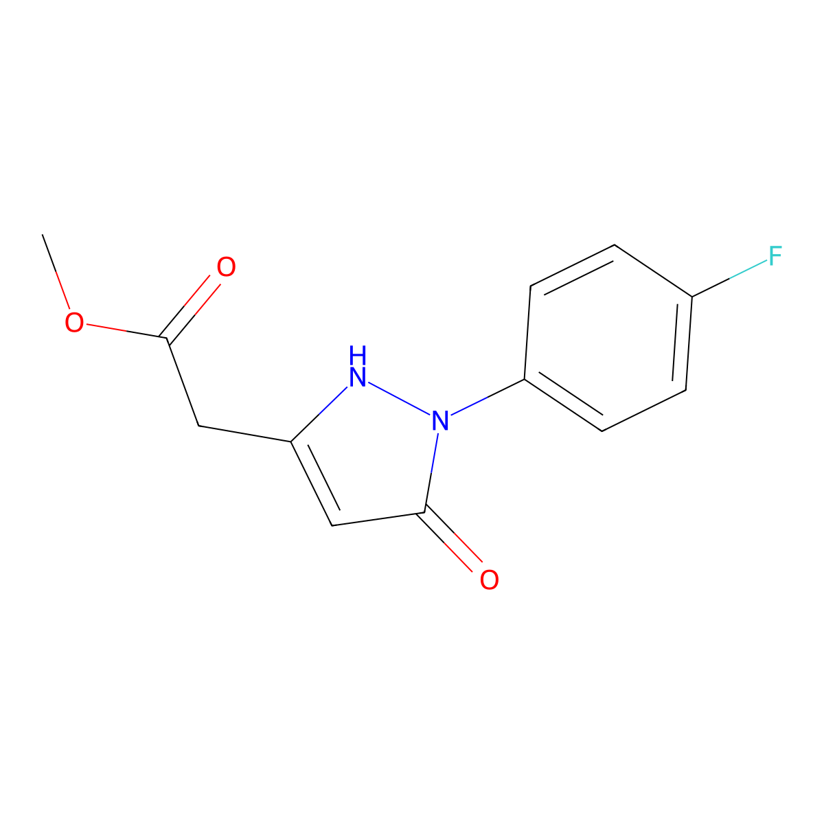 methyl 2-[1-(4-fluorophenyl)-5-oxo-2,5-dihydro-1H-pyrazol-3-yl]acetate molecular structure, CAS 725260-50-4