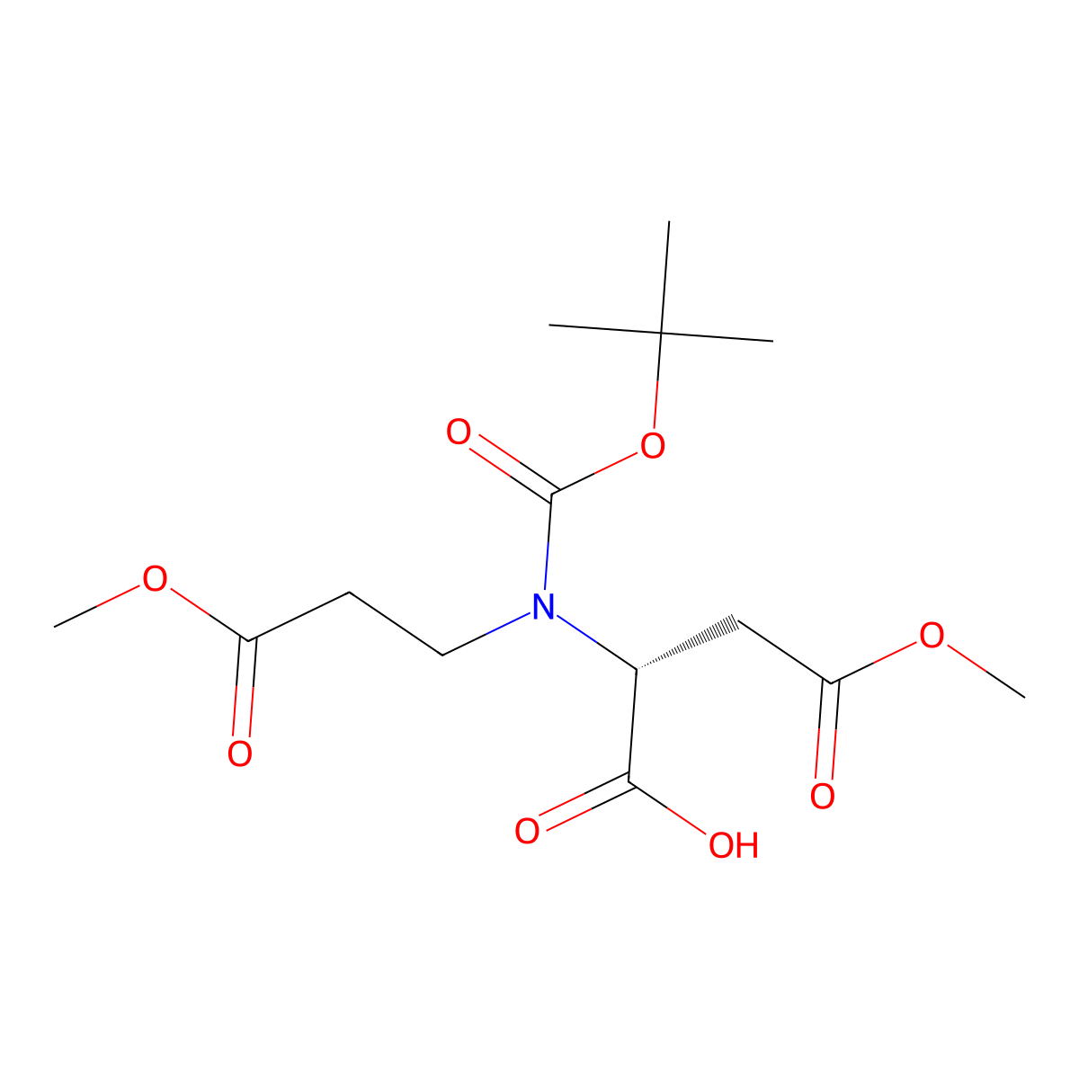 (R)-2-((tert-Butoxycarbonyl)(3-methoxy-3-oxopropyl)amino)-4-methoxy-4-oxobutanoic acid molecular structure, CAS 725260-59-3