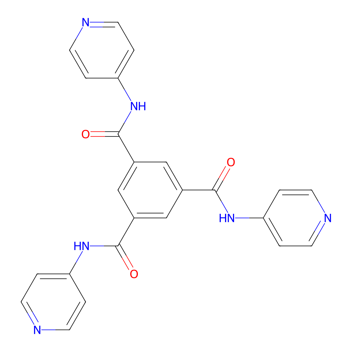 N1,N3,N5-Tri(pyridin-4-yl)benzene-1,3,5-tricarboxamide molecular structure, CAS 725274-03-3