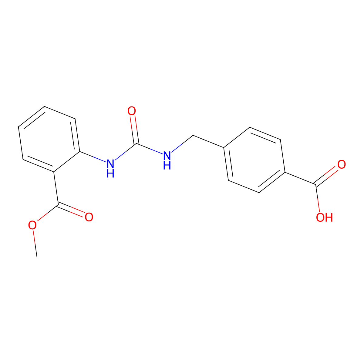 4-[({[2-(Methoxycarbonyl)phenyl]carbamoyl}amino)methyl]benzoic acid molecular structure, CAS 725274-37-3