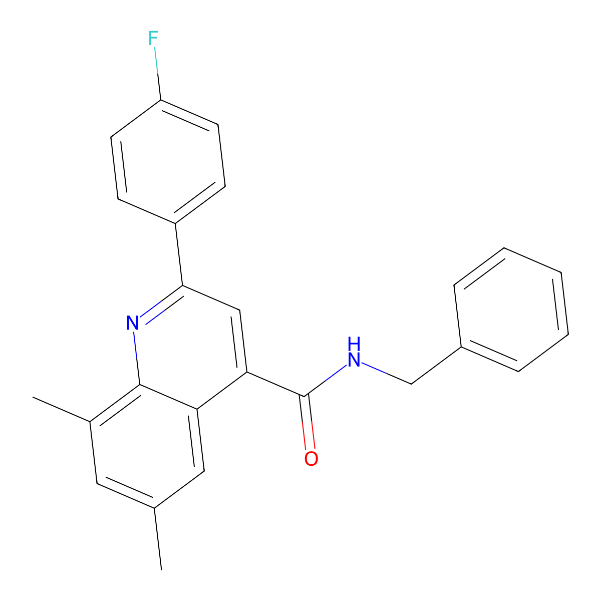 N-benzyl-2-(4-fluorophenyl)-6,8-dimethyl-4-quinolinecarboxamide molecular structure, CAS 725274-61-3