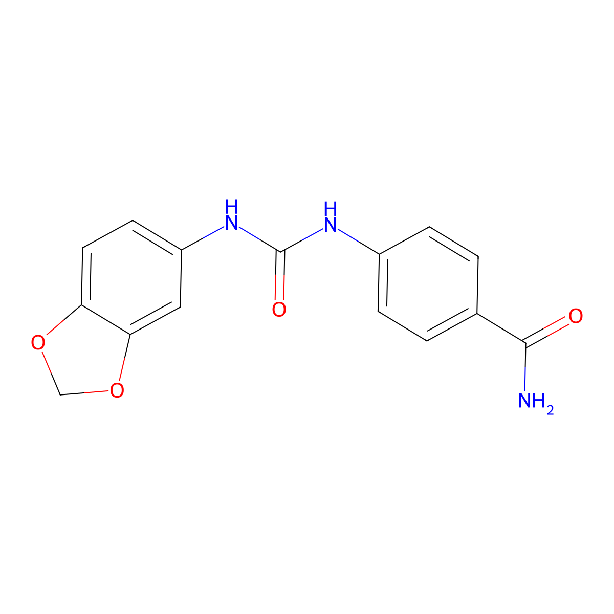 4-(1,3-Benzodioxol-5-ylcarbamoylamino)benzamide molecular structure, CAS 725275-96-7