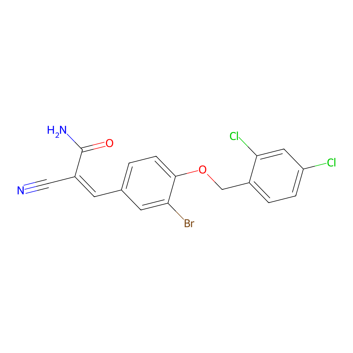 3-[3-Bromo-4-[(2,4-dichlorophenyl)methoxy]phenyl]-2-cyano-2-propenamide molecular structure, CAS 725276-91-5
