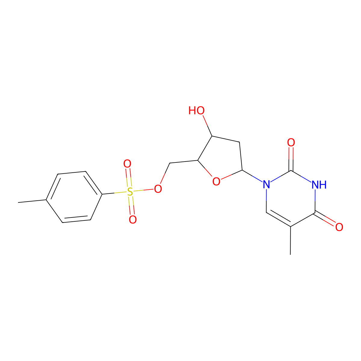 Thymidine, 5'-O-(p-toluenesulfonyl)- molecular structure, CAS 7253-19-2