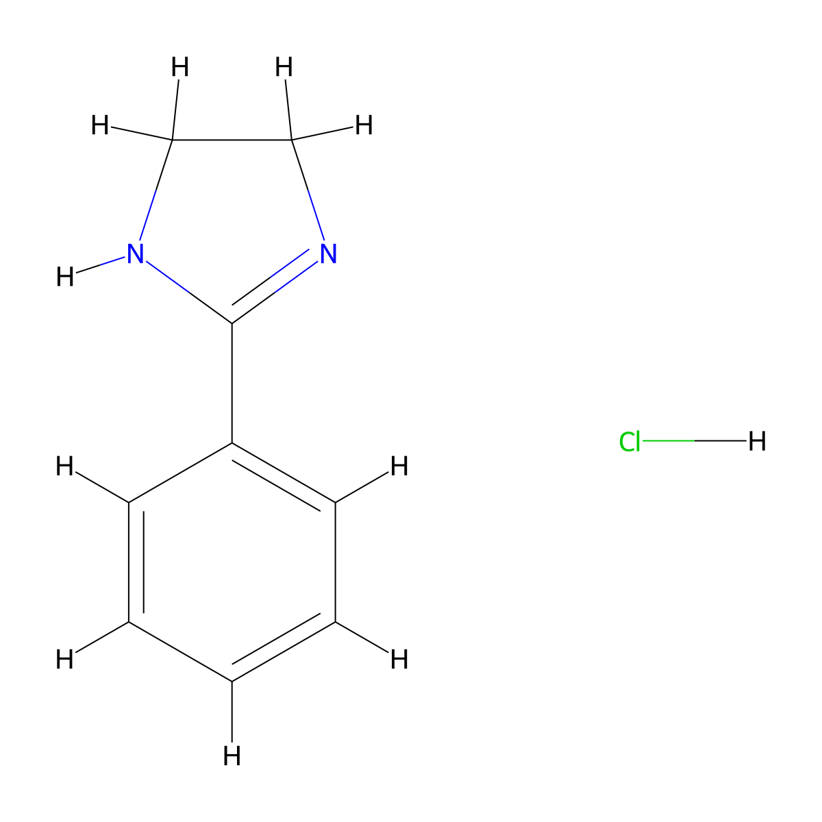 2-phenyl-4,5-dihydro-1H-imidazole;hydrochloride molecular structure, CAS 7253-39-6