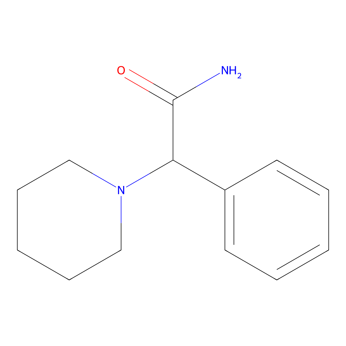 2-Phenyl-2-piperidinoacetamide molecular structure, CAS 7253-67-0