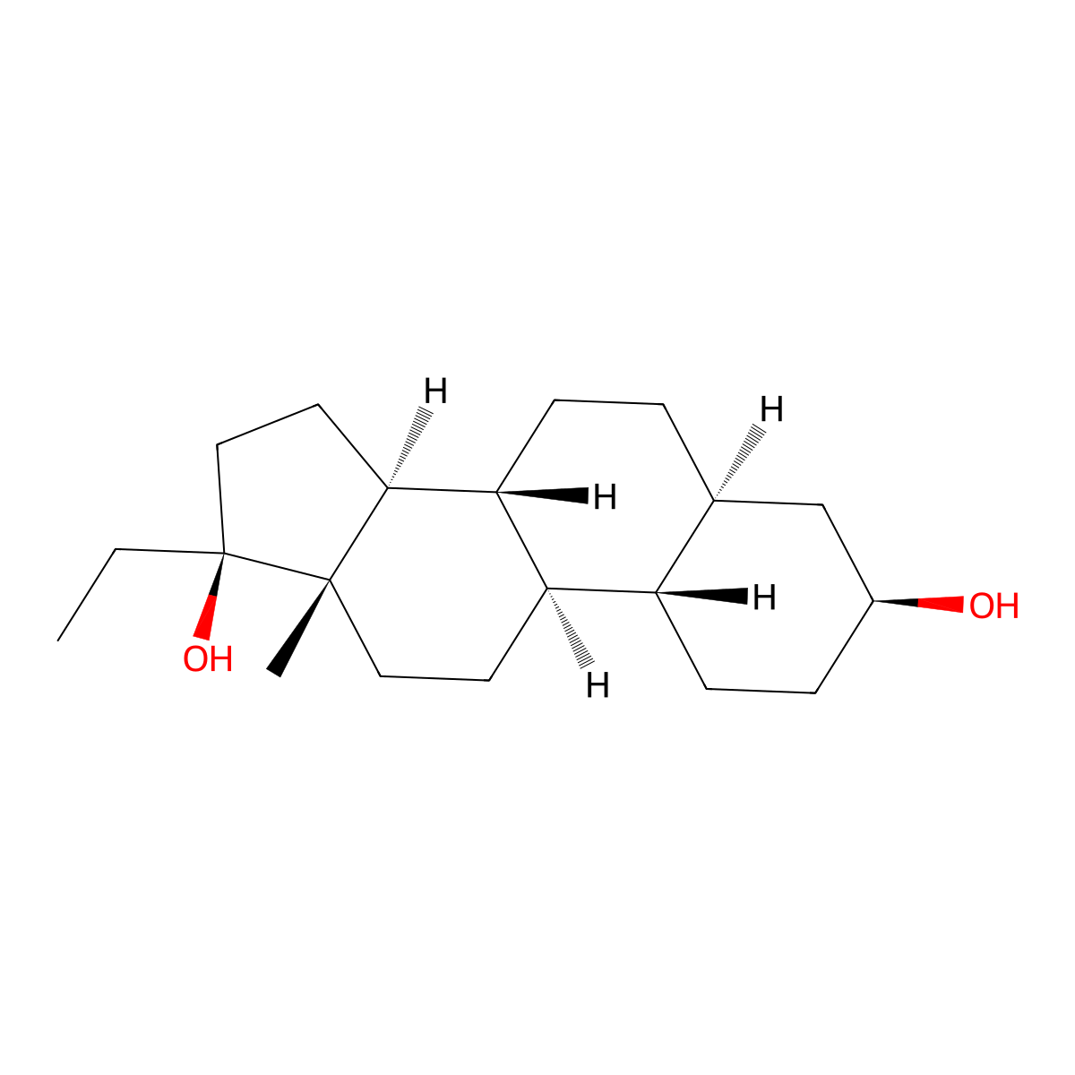 (3S,5S,8R,9R,10S,13S,14S,17S)-17-ethyl-13-methyl-2,3,4,5,6,7,8,9,10,11,12,14,15,16-tetradecahydro-1H-cyclopenta[a]phenanthrene-3,17-diol molecular structure, CAS 7253-95-4