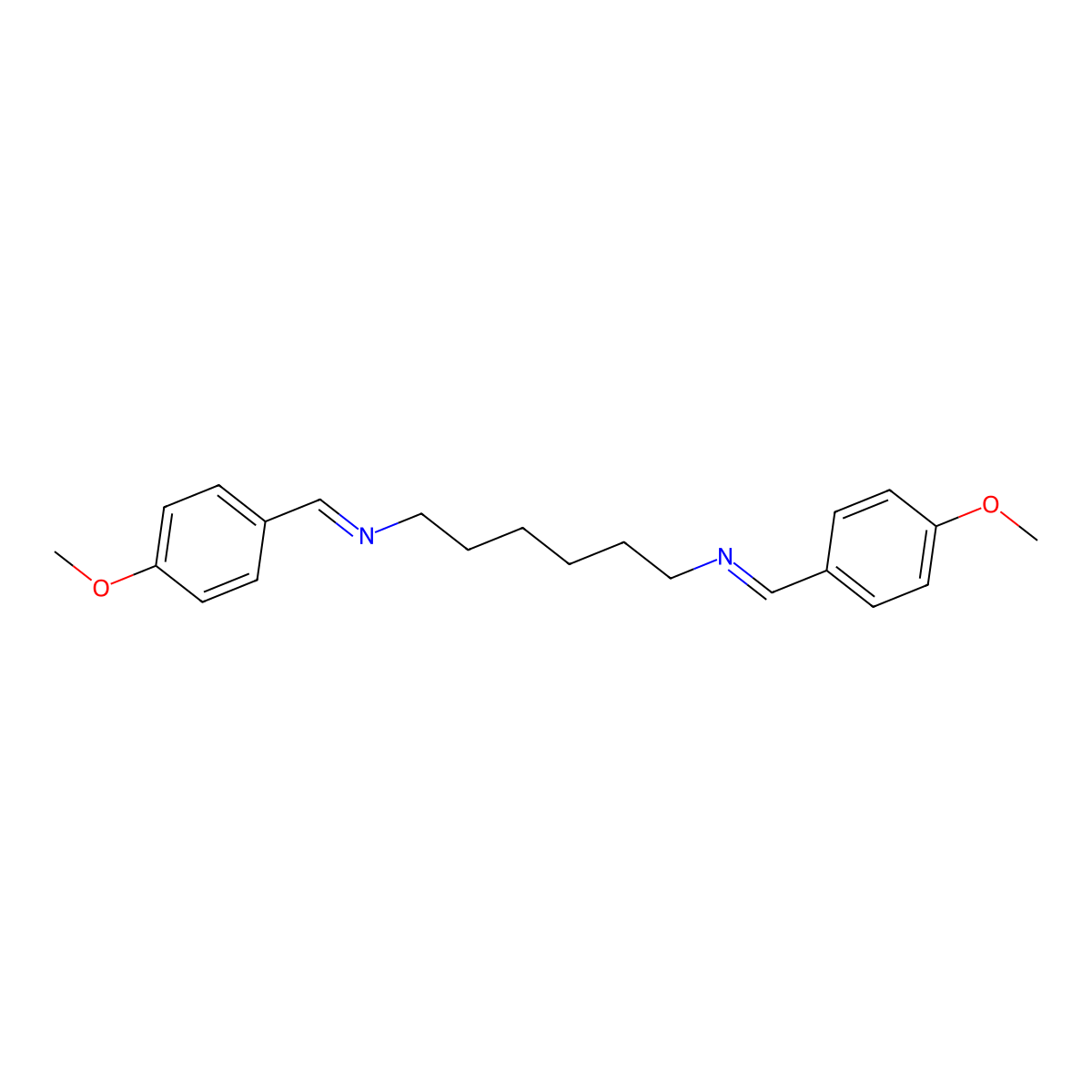 N,N'-Bis-(4-methoxy-benzylidene)-hexane-1,6-diamine molecular structure, CAS 72534-69-1