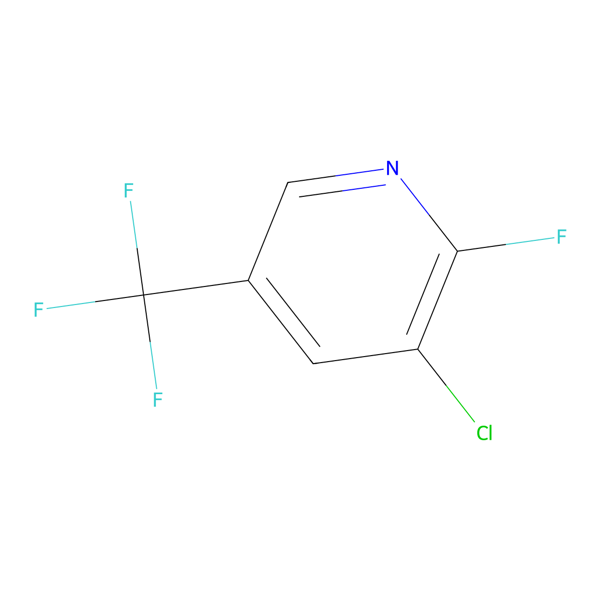 3-Chloro-2-fluoro-5-(trifluoromethyl)pyridine molecular structure, CAS 72537-17-8