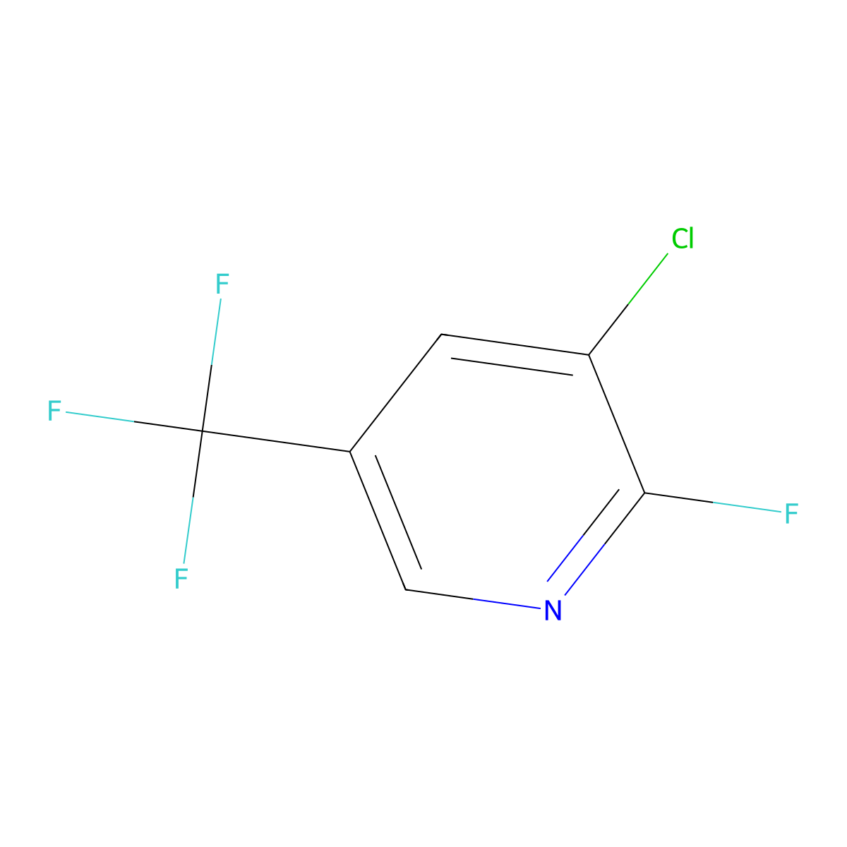 3-Chloro-2-fluoro-5-(trifluoromethyl)pyridine molecular structure, CAS 72537-17-8