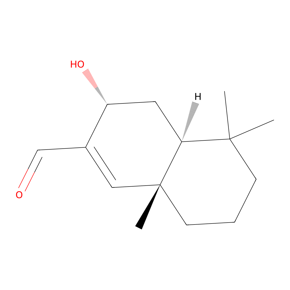 (3R,4aS,8aR)-3-hydroxy-5,5,8a-trimethyl-3,4,4a,6,7,8-hexahydronaphthalene-2-carbaldehyde molecular structure, CAS 72537-20-3