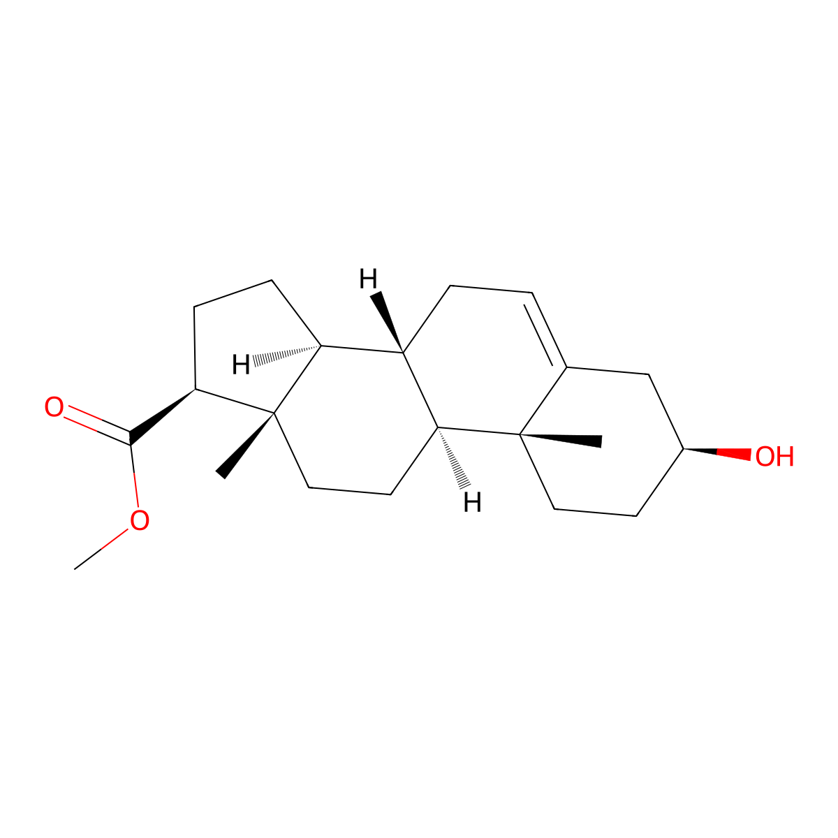 17beta-Carbomethoxyandrost-5-en-3beta-ol molecular structure, CAS 7254-03-7