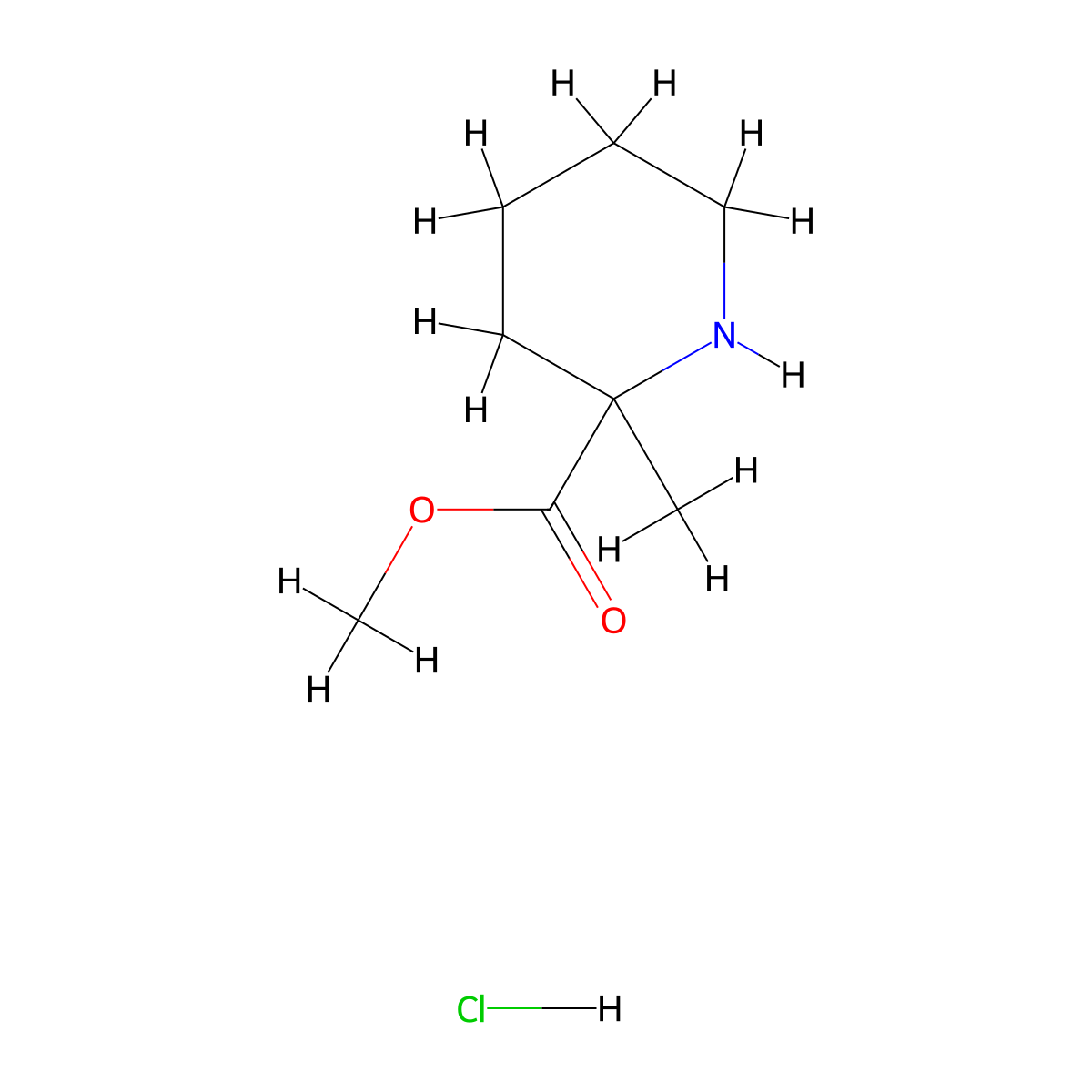 Methyl 2-methylpiperidine-2-carboxylate--hydrogen chloride (1/1) molecular structure, CAS 72540-77-3