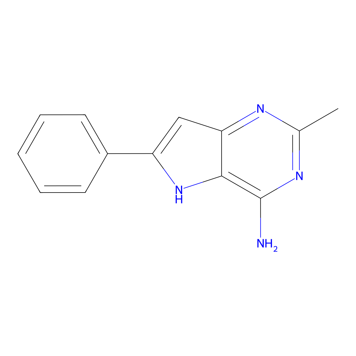 2-methyl-6-phenyl-5H-pyrrolo[3,2-d]pyrimidin-4-amine molecular structure, CAS 72549-61-2