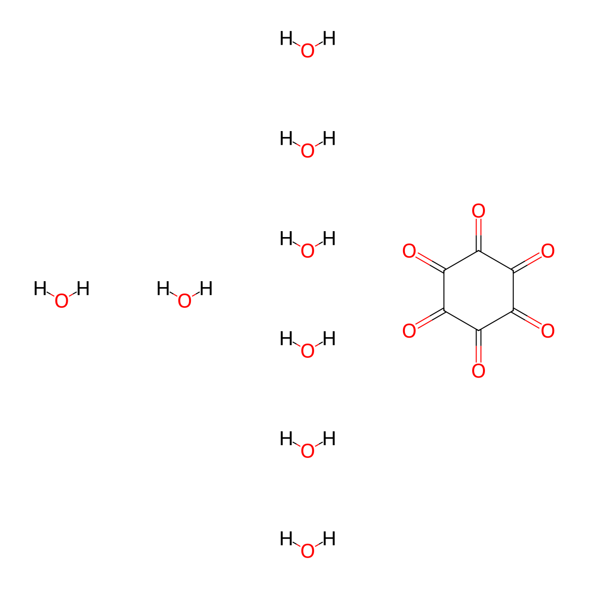 Cyclohexane-1,2,3,4,5,6-hexaone octahydrate molecular structure, CAS 7255-28-9