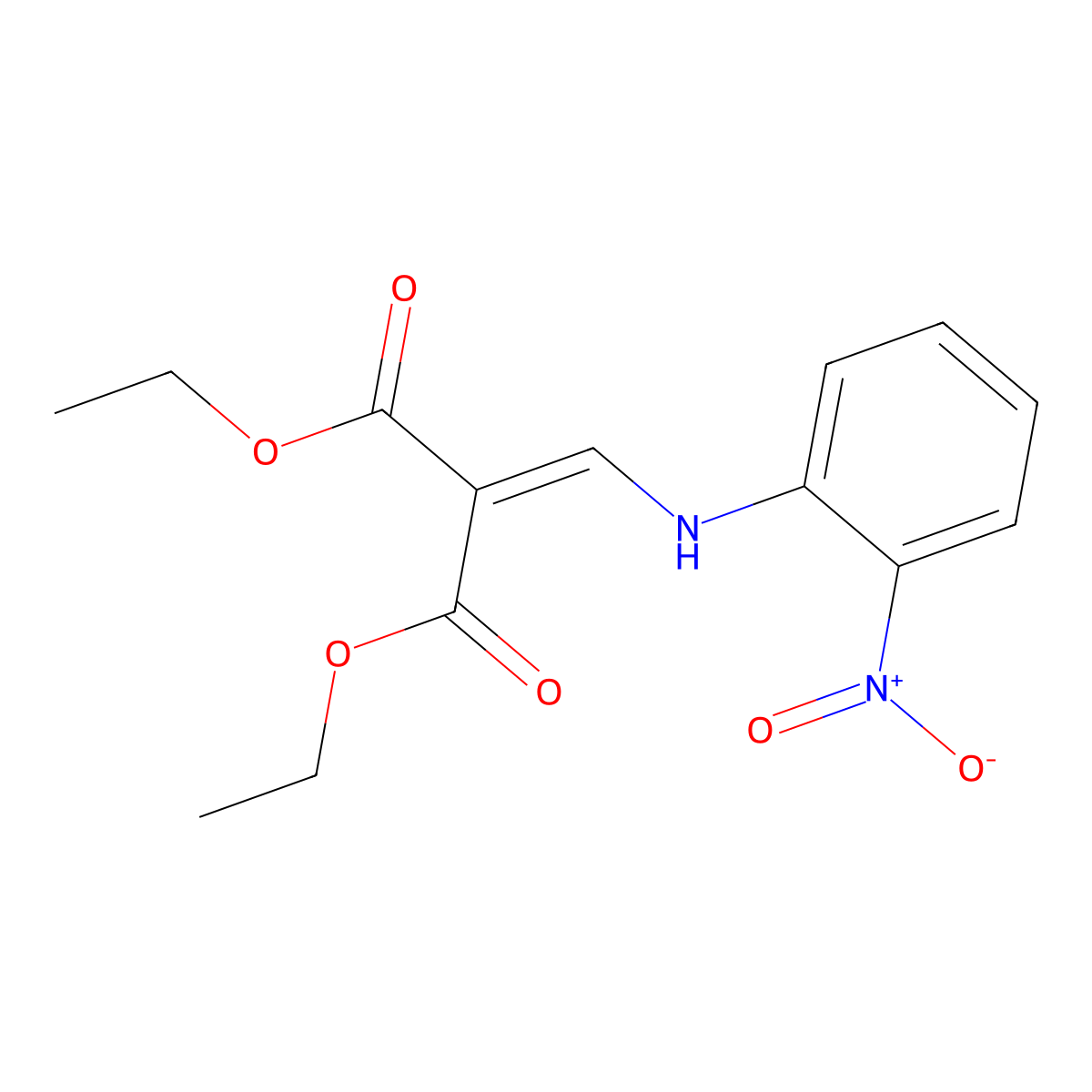 Diethyl 2-((2-nitrophenylamino)methylene)malonate molecular structure, CAS 7255-58-5