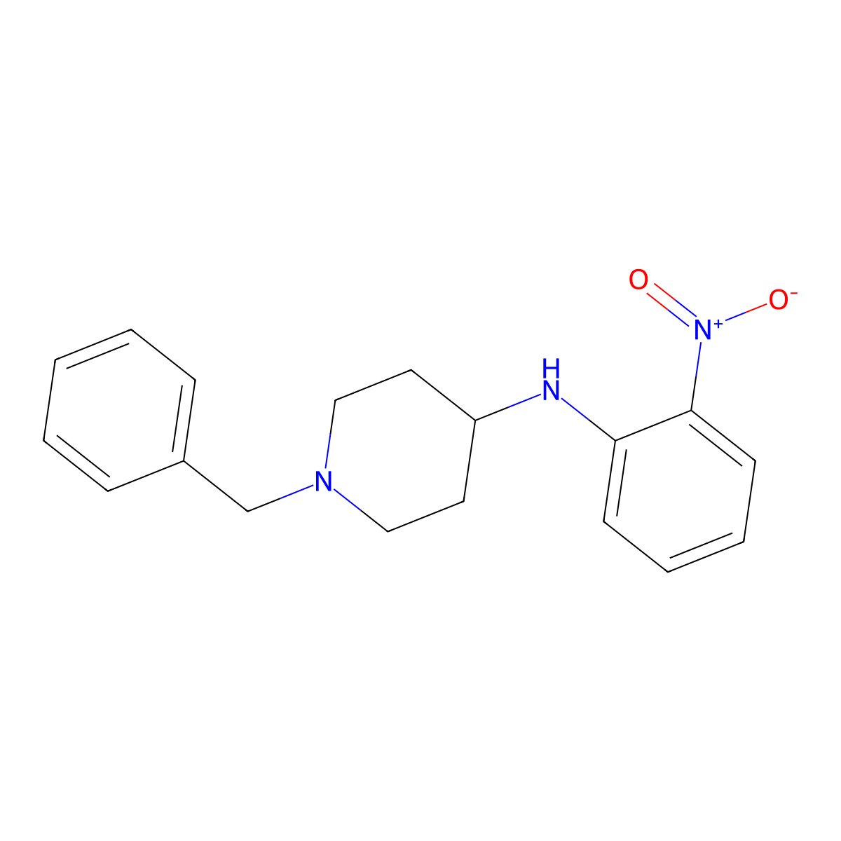 1-Benzyl-N-(2-nitrophenyl)piperidin-4-amine molecular structure, CAS 7255-89-2