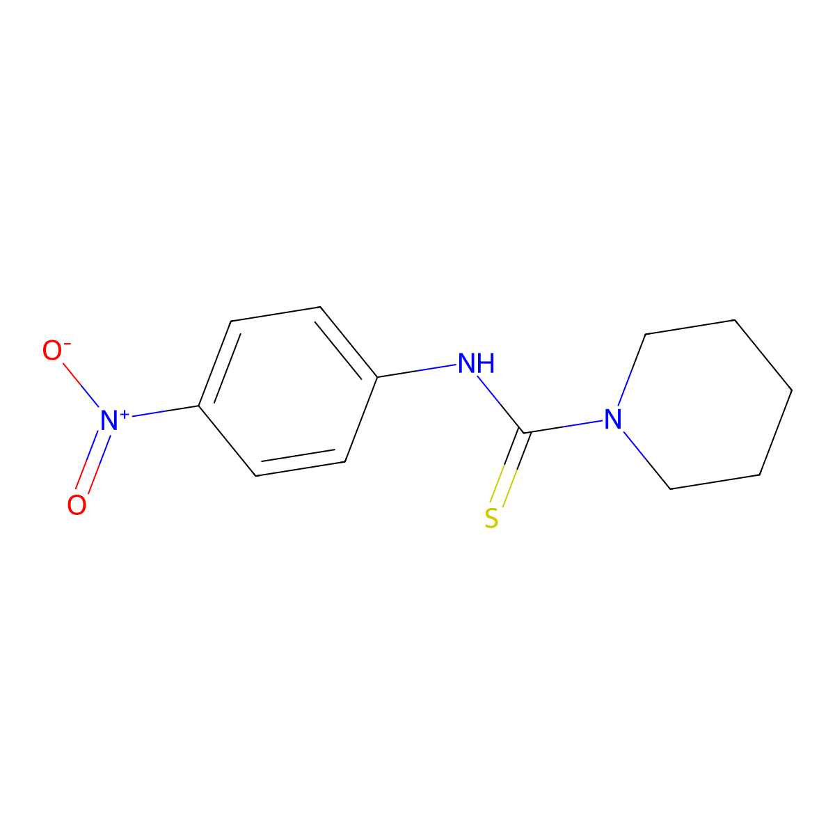 N-(4-nitrophenyl)piperidine-1-carbothioamide molecular structure, CAS 72551-42-9