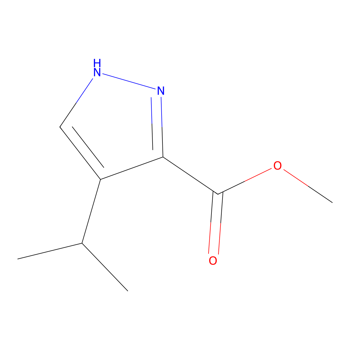 Methyl 4-isopropyl-1H-pyrazole-3-carboxylate molecular structure, CAS 72552-32-0