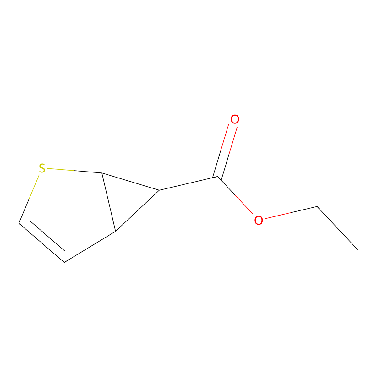 2-Thiabicyclo(3.1.0)hex-3-ene-6-carboxylic acid, ethyl ester, (1R,5R,6S)-rel- molecular structure, CAS 72554-41-7