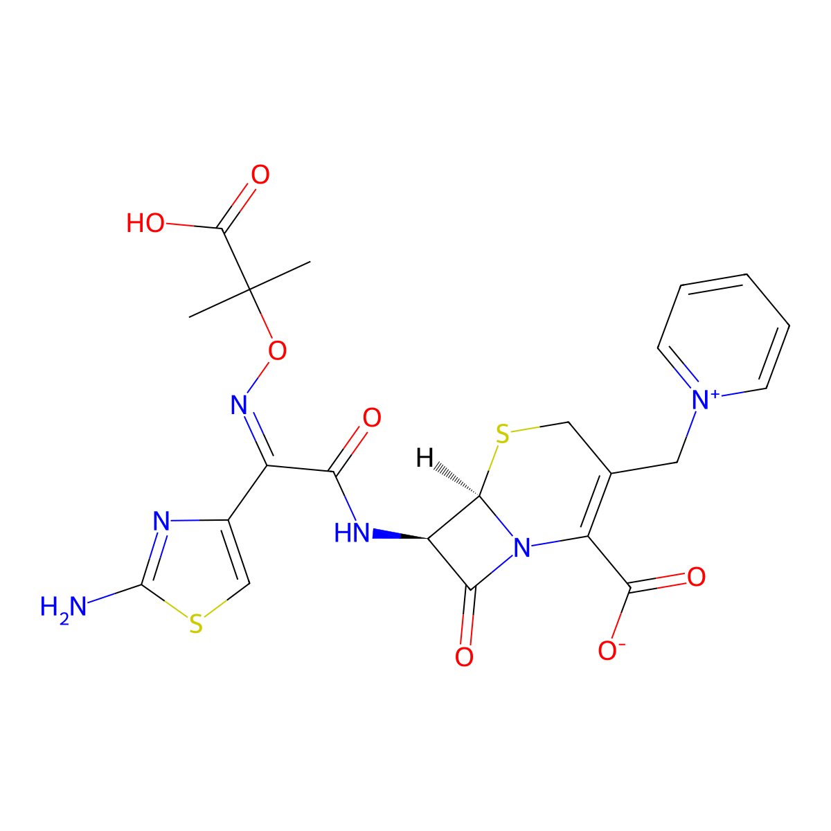 Ceftazidime molecular structure, CAS 72558-82-8