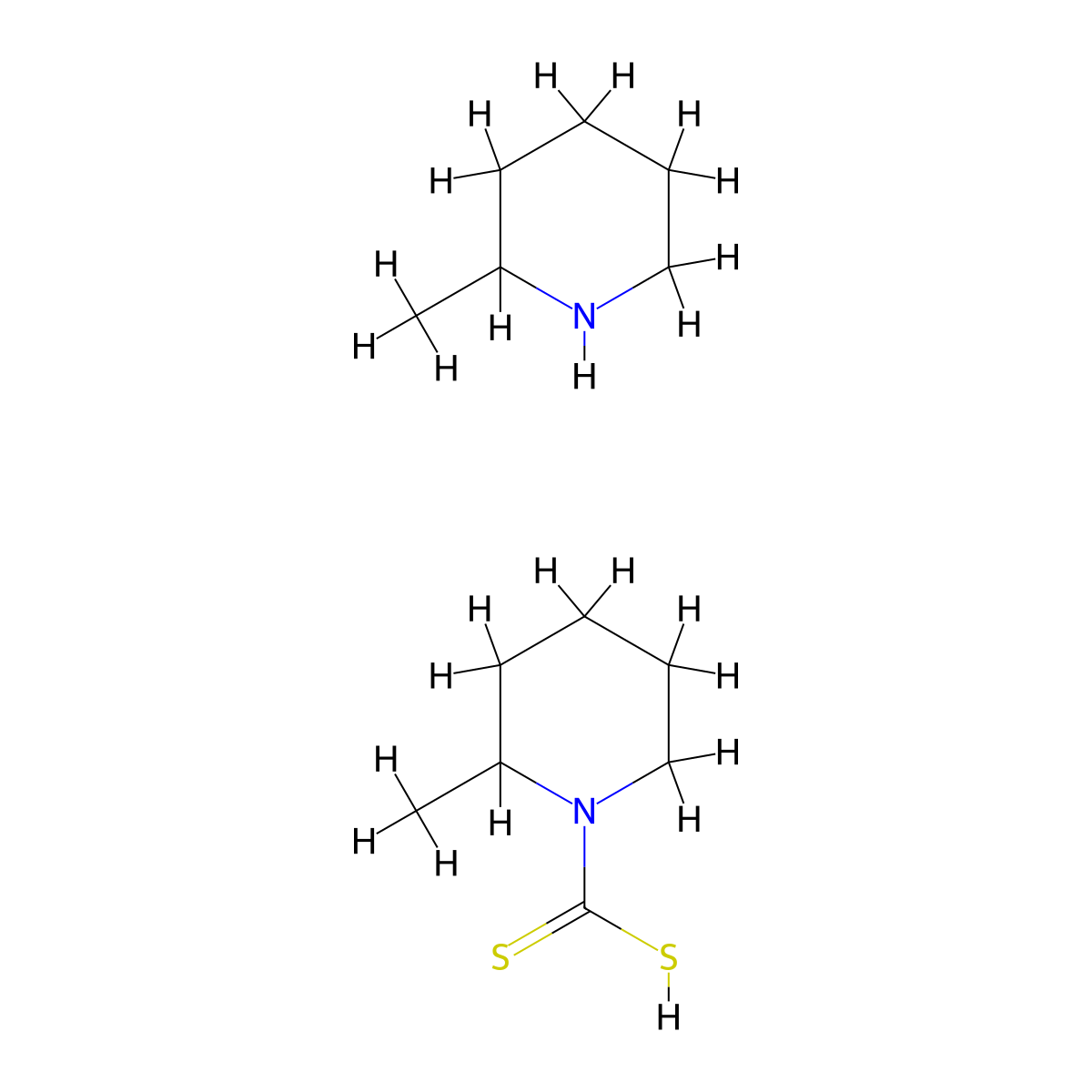 Pipecolyldithiocarbamic Acid Pipecolinium Salt molecular structure, CAS 7256-21-5