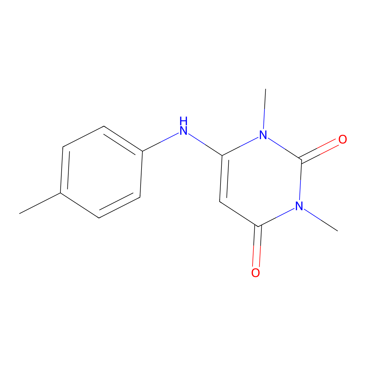 1,3-Dimethyl-6-p-tolylamino-1H-pyrimidine-2,4-dione molecular structure, CAS 7256-86-2
