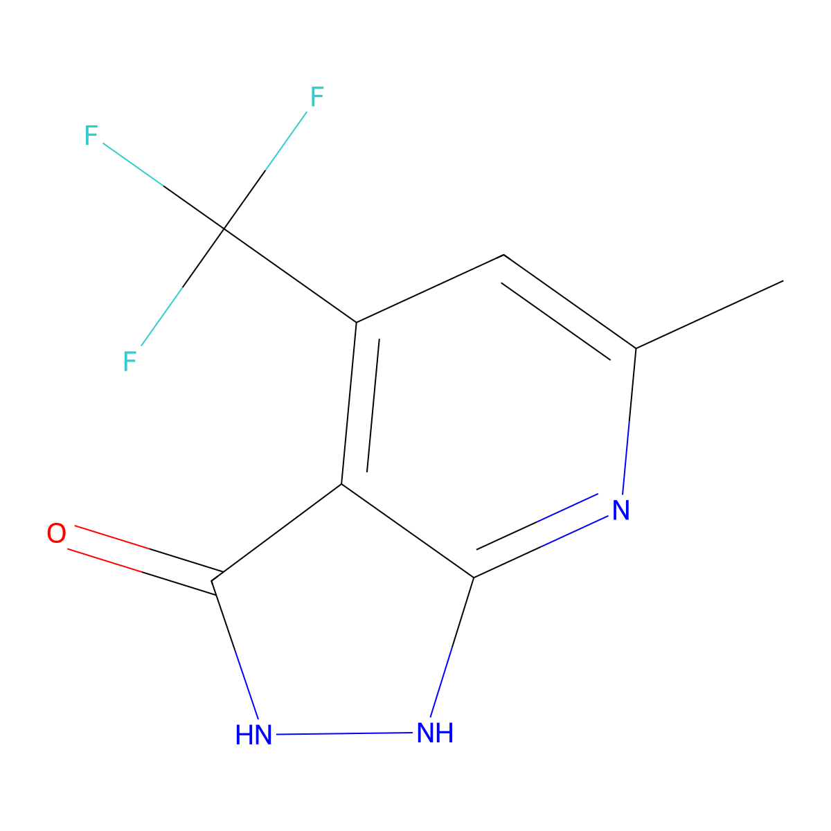 6-methyl-4-(trifluoromethyl)-1H-pyrazolo[3,4-b]pyridin-3-ol molecular structure, CAS 72567-47-6