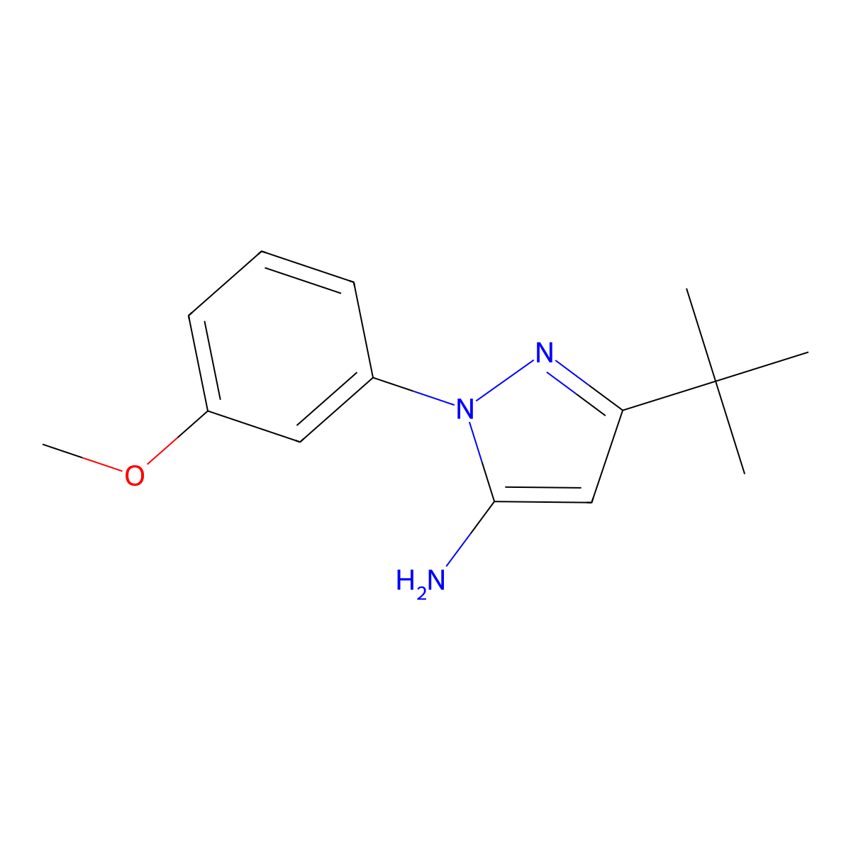 3-tert-butyl-1-(3-methoxyphenyl)-1H-pyrazol-5-amine molecular structure, CAS 725686-47-5
