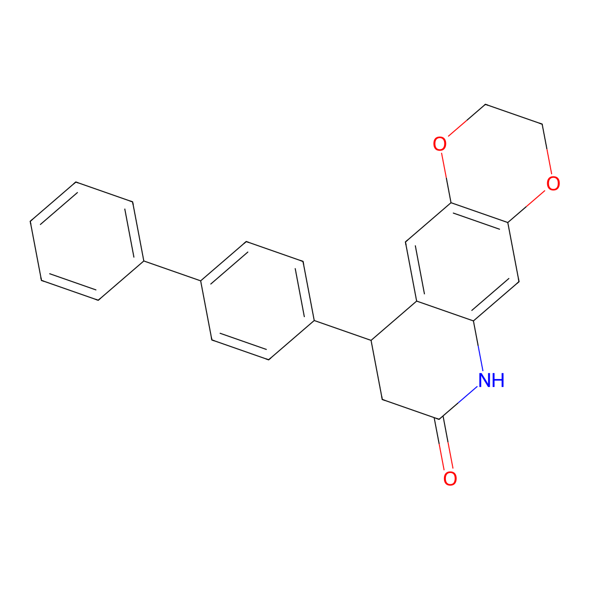 9-(4-phenylphenyl)-3,6,8,9-tetrahydro-2H-[1,4]dioxino[2,3-g]quinolin-7-one molecular structure, CAS 725686-85-1