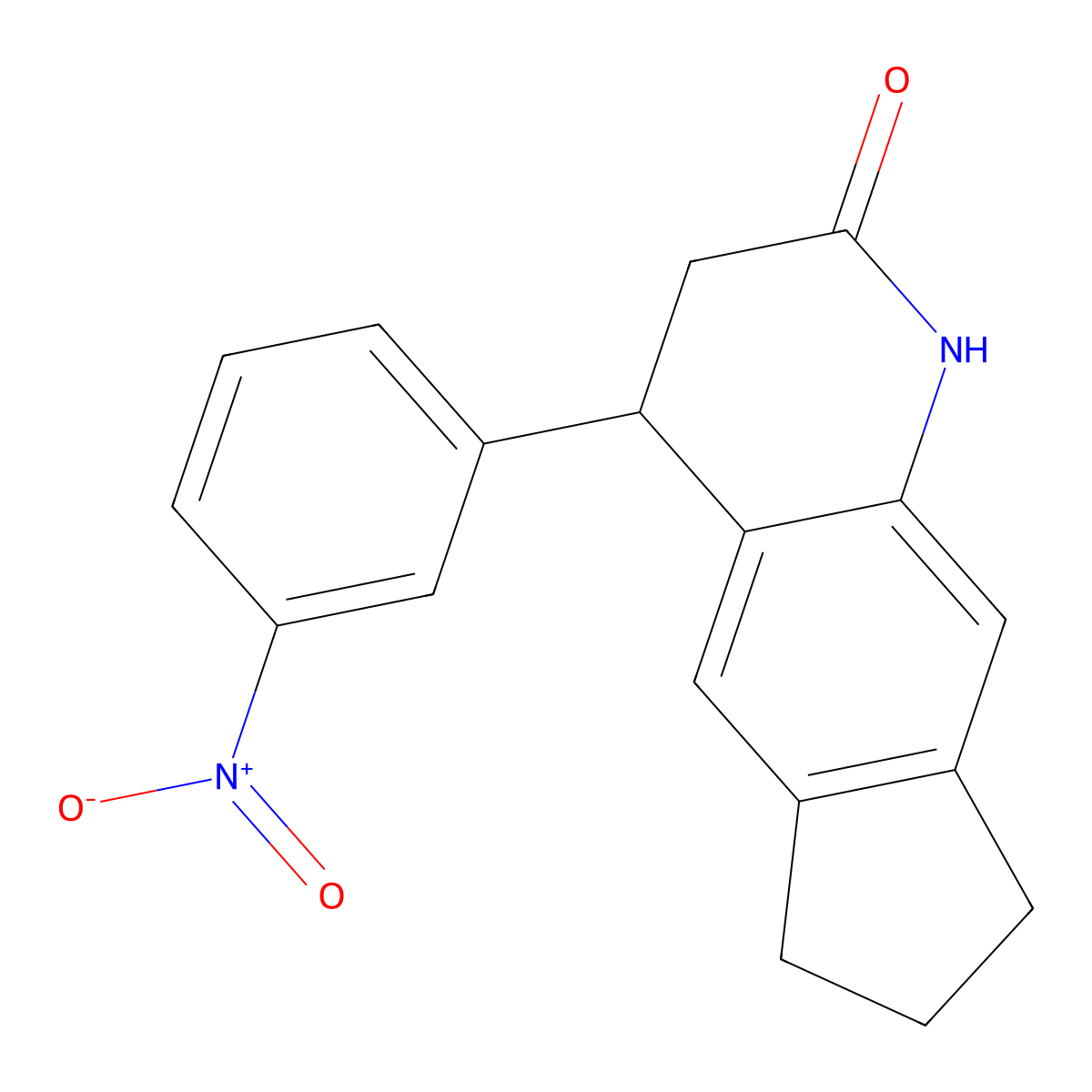 4-(3-nitrophenyl)-1,3,4,6,7,8-hexahydro-2H-cyclopenta[g]quinolin-2-one molecular structure, CAS 725686-87-3